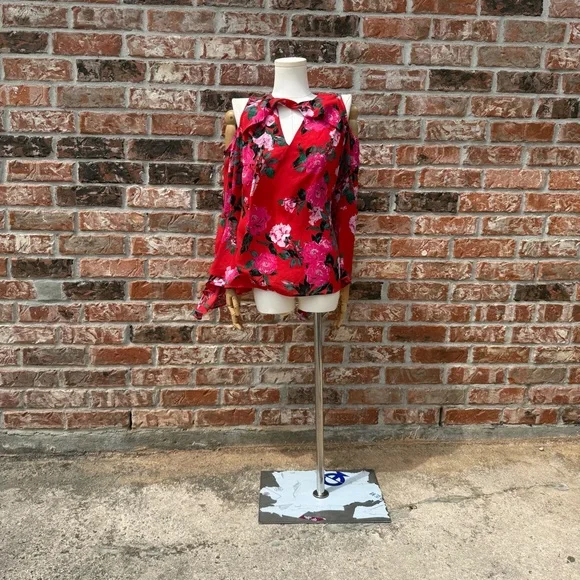 VTG Y2K Belle + Sky Red and White Bell Sleeve Blouse / S / Excellent condition - Picture 7 of 12